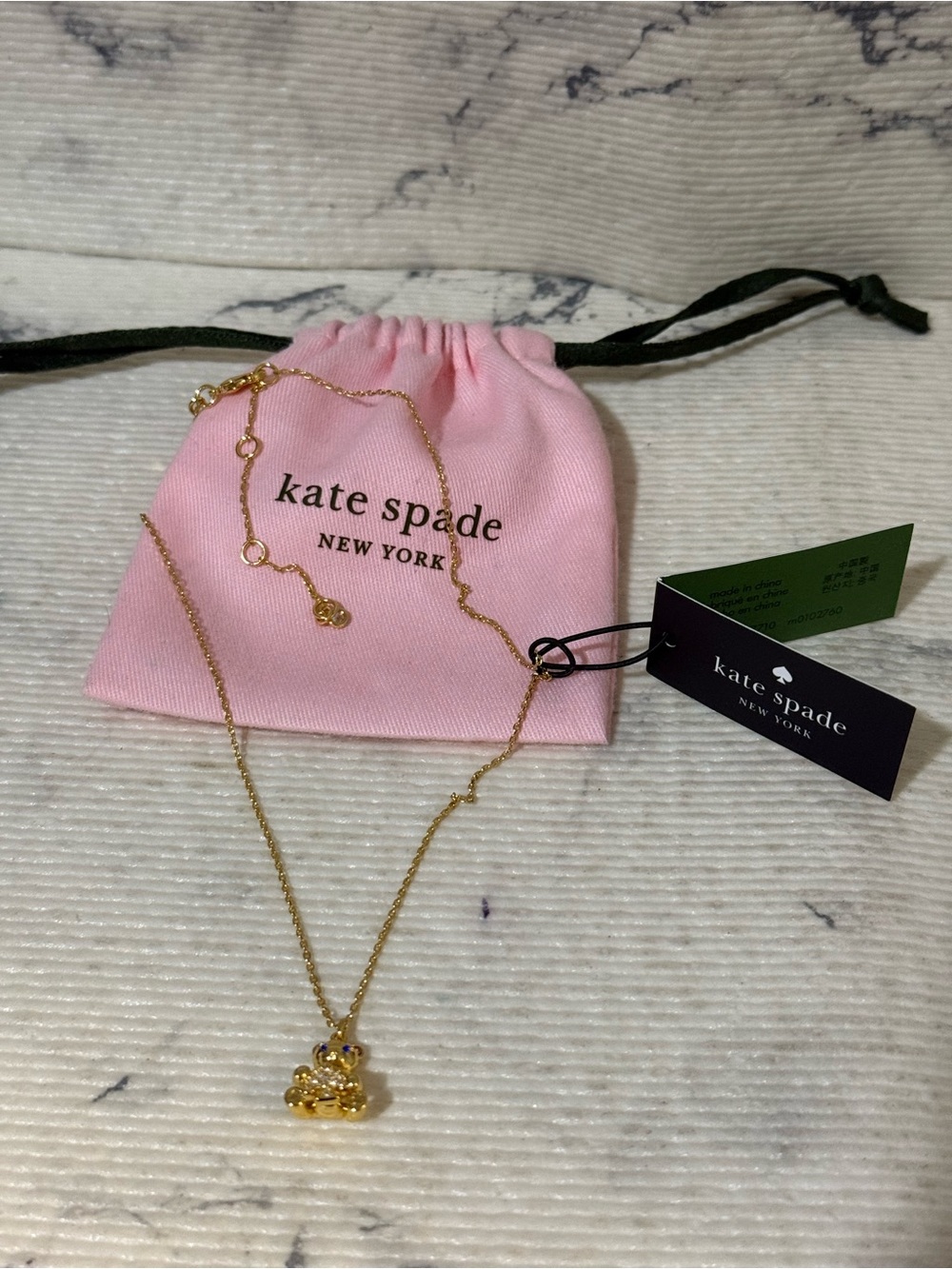 Kate Spade: Oh What Fun Spade Teddy Bear Pendant Necklace - Picture 7 of 7